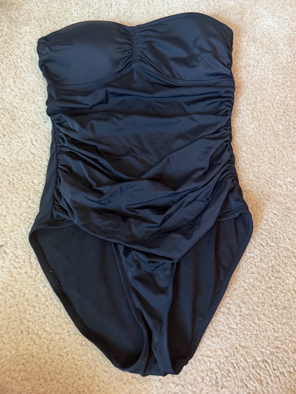 Classic Strapless One-Piece Swimsuit navy blue